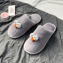 캐릭터 컬러 털 실내화, Gray, 1개