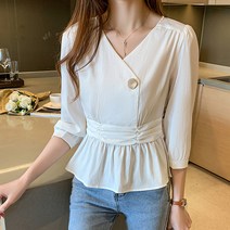 루나걸 여성용 피스토 언발 브이 블라우스