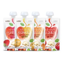 루솔 순수퐁당 퓨레 4종, 4개, 사과, 사과+배, 사과+딸기, 사과+당근