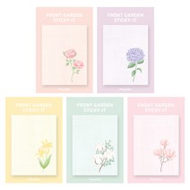 모노라이크 스티키 점착메모지 프론트가든 5종 세트, Peony, Hydrangea, Lily, Cotton, Magnolia, 1세트