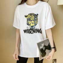 포플러앤씨 여성용 레오 나염 반팔 티셔츠