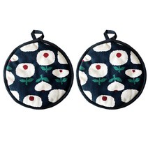 더플로우컴퍼니 베이킹 준비물 예쁜 패턴 북유럽st 린넨 코튼 절연 원형패드, 02, 2개