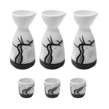 오체어스 A 그립 소나무 도자기 술병 + 술잔 세트, 3세트, 술병 3p + 술잔 3p