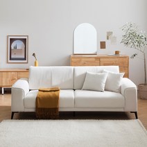 일랑 양팔걸이형 아쿠아텍스 패브릭 3인용 소파 + 쿠션 2p 세트 방문설치, 아이보리