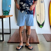 파이브라지 빅사이즈 베이직 뒷밴딩 쿨 워싱 워싱 포인트 데님 하프 청반바지