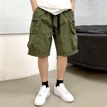 남성용 빅이어 워싱 카고 밴딩 반바지 XC26