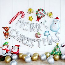 파티해 큐티 크리스마스 은박풍선 장식 D 세트, 혼합색상, 1세트