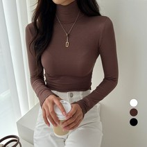 세컨그라운드 여성용 소프트 골지 폴라 티셔츠