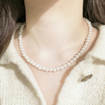 물든 여성용 펄 클래식 레이어드 진주 목걸이 7mm