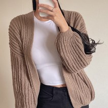 라미르 여성용 두께감 좋은 루즈핏 꽈배기 하찌 니트 가디건