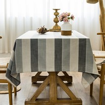 마켓에이 스트라이프 린넨 식탁보, 차콜, 110 x 110 cm