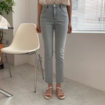 여성용 뮤리지 컷팅 일자 연청 팬츠 PT7378K14