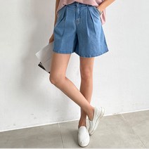 피핀 여성용 핀턱 밴딩 데님 숏 팬츠 #79194