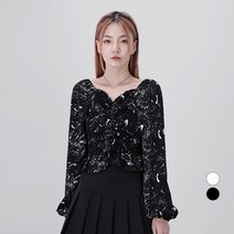 어썸어라운드 여성용 페인팅 스퀘어 셔링 블라우스