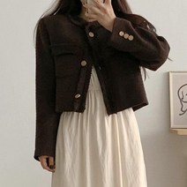 에이와비 여성용 트위드 크롭 자켓