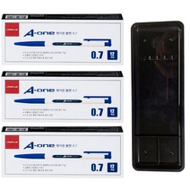 라인플러스 에이원 볼펜 0.7 36p + 매표 펜접시 C형, 블루(펜), 검정색(펜접시), 1세트