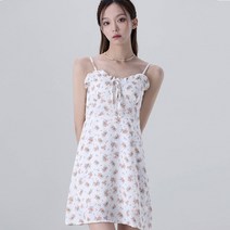 어썸어라운드 여성용 플라워 프릴 끈조절 나시 원피스