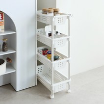 네이쳐리빙 모노블 4단 이동식 슬림 트롤리, 화이트, 1개