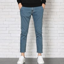 남성바지 슬림스판 테이퍼드 9부 청바지 404