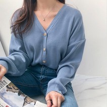 커밍투유 루즈핏 브이넥 봄 니트 가디건