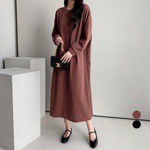 쿨쿠 여성용 기모 루즈핏 라운드 원피스