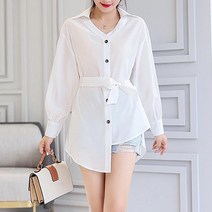 여성용 블랙101 덴시아 허리리본 셔츠 블라우스 CH-2214393