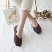 벨라노이 여성용 초경량 넓은 사각코 뒷주름 논슬립 고무창 플랫슈즈