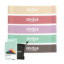 앤드어스 라텍스 루프밴드 5종 + 파우치 세트, 크림, 코랄핑크, 라벤더, 민트, 브라운(루프밴드)