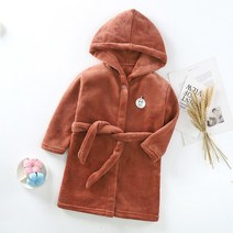 스타빈 아동용 스마일패치 후드 목욕가운 130호, 브라운, 1개