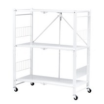 머니조이 이동식 3단 철제 트롤리 선반, 화이트