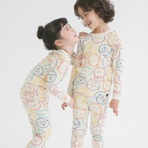 보보 아동용 레인보우 애니멀 30수 내의 상하세트