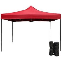 런웨이브 벨크로 타입 루프팩 캐노피 천막 3 x 3 m 지붕 + 프레임 + 모래 주머니 4p, 레드, 1세트