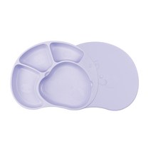 유비맘 꿀떡꿀떡 자기주도 유아식 실리콘 흡착식판 뚜껑세트, 고구마경단 라벤더