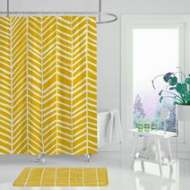 라인패턴 샤워커튼 옐로우 180 x 200 cm, 1개, 옐로우계열