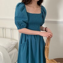 레몬소울 메리 스모크 밴딩 롱 원피스
