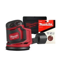 밀워키 18V 원형 충전샌딩기 샌더 베어툴 125mm M18 BOS125-0X + 케이스 + 마끼다 샌딩페이퍼 60방 10p, 1세트