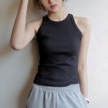 스팩트 여성용 골지 크롭 민소매 롱