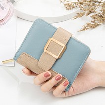 크리미 컬러 버클 반지갑