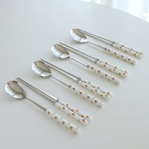 로코리빙 도자기 바니 4인 수저세트, 화이트, 숟가락 4p + 젓가락 4p