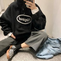 안다로미 오버핏 프린팅 기모 후드티