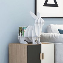 DIY 토끼 동물모형 선반 책장 53 x 48 cm, 화이트