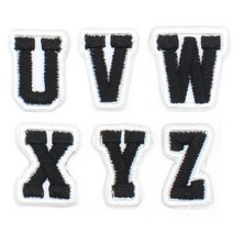 열접착식 이니셜 알파벳 와펜 U + V + W + X + Y + Z 세트, 1세트, 블랙