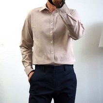 남성용 프리미엄 캐주얼 면 린넨 기본핏 긴팔 셔츠