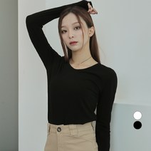 어썸어라운드 여성용 브이넥 워머 긴팔 티셔츠