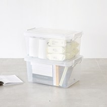 하우스레시피 이동식 투명 리빙박스 45L, 화이트, 2개
