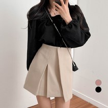 밀키버터 여성용 스웨이드 프릴 퍼프 블라우스