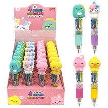 레이지스타 4색 미니 볼펜 0.7mm 4종 x 6p 세트, 공룡, 유니콘, 토끼, 오리, 1세트