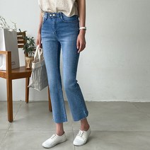 여성용 투버튼 세미부츠컷 데님 바지 79571
