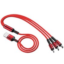 위드웍스 3in1 USB 3.5A 고속 멀티 충전케이블, 레드, 1.2m, 1개