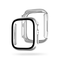 에가든 풀커버 강화유리 액정보호 스마트워치 케이스 40mm, 실버
